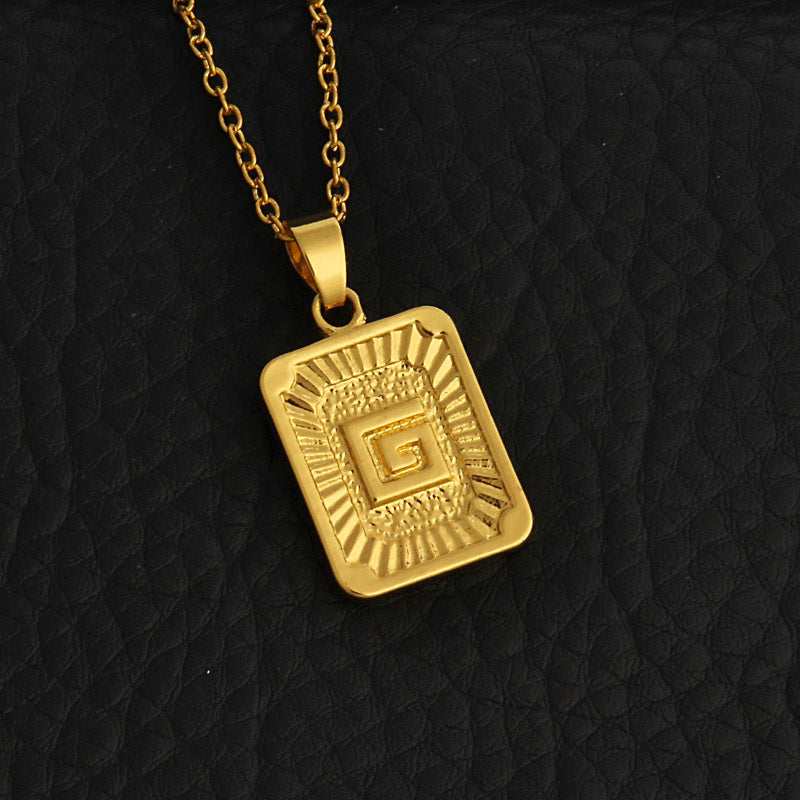 Celeste Gold Rectangle Initial Necklace