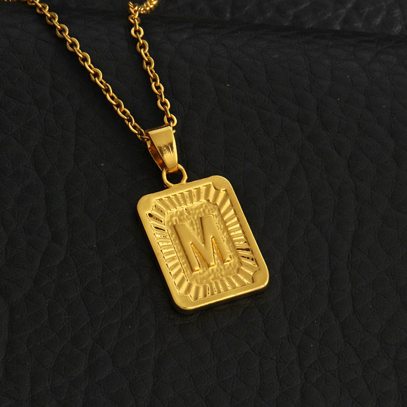 Celeste Gold Rectangle Initial Necklace