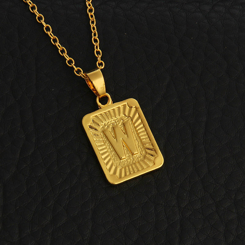 Celeste Gold Rectangle Initial Necklace