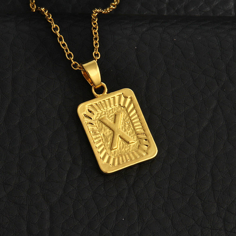 Celeste Gold Rectangle Initial Necklace