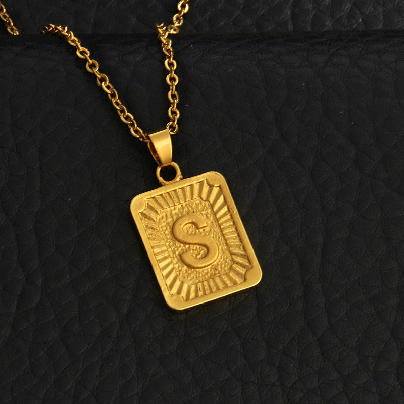 Celeste Gold Rectangle Initial Necklace