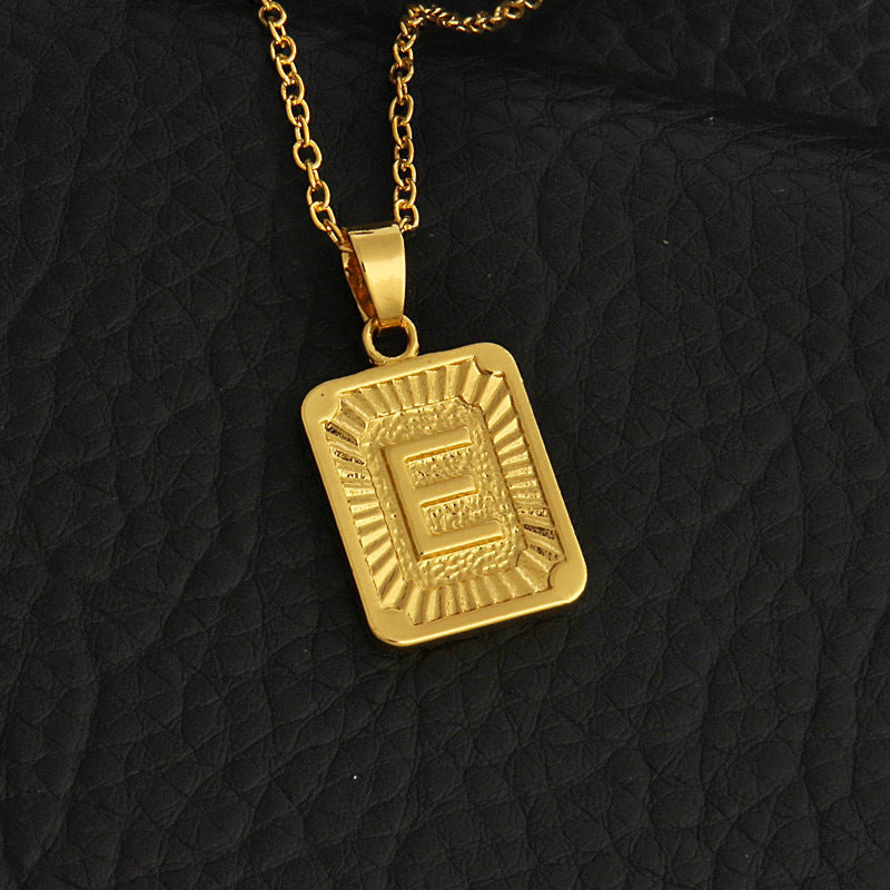 Celeste Gold Rectangle Initial Necklace