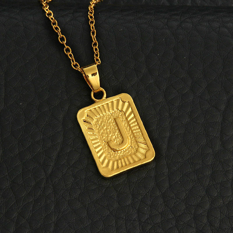 Celeste Gold Rectangle Initial Necklace