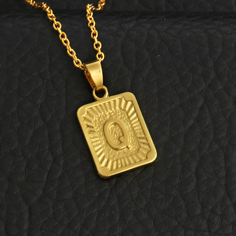 Celeste Gold Rectangle Initial Necklace