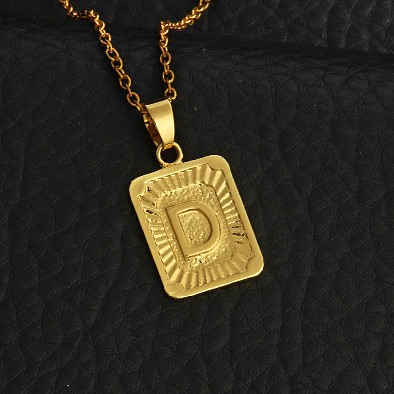 Celeste Gold Rectangle Initial Necklace