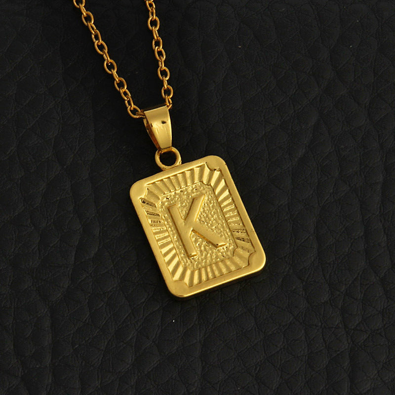 Celeste Gold Rectangle Initial Necklace