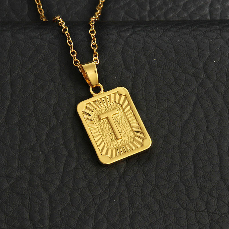 Celeste Gold Rectangle Initial Necklace