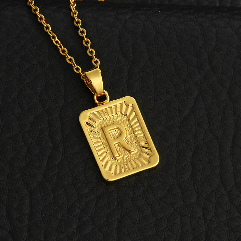 Celeste Gold Rectangle Initial Necklace