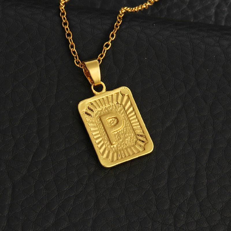 Celeste Gold Rectangle Initial Necklace