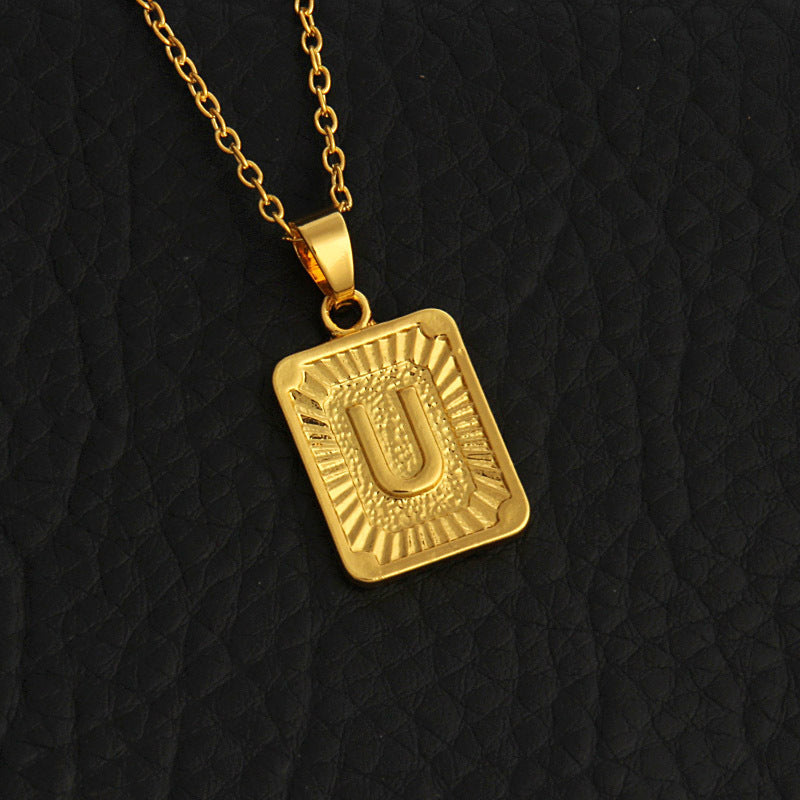 Celeste Gold Rectangle Initial Necklace