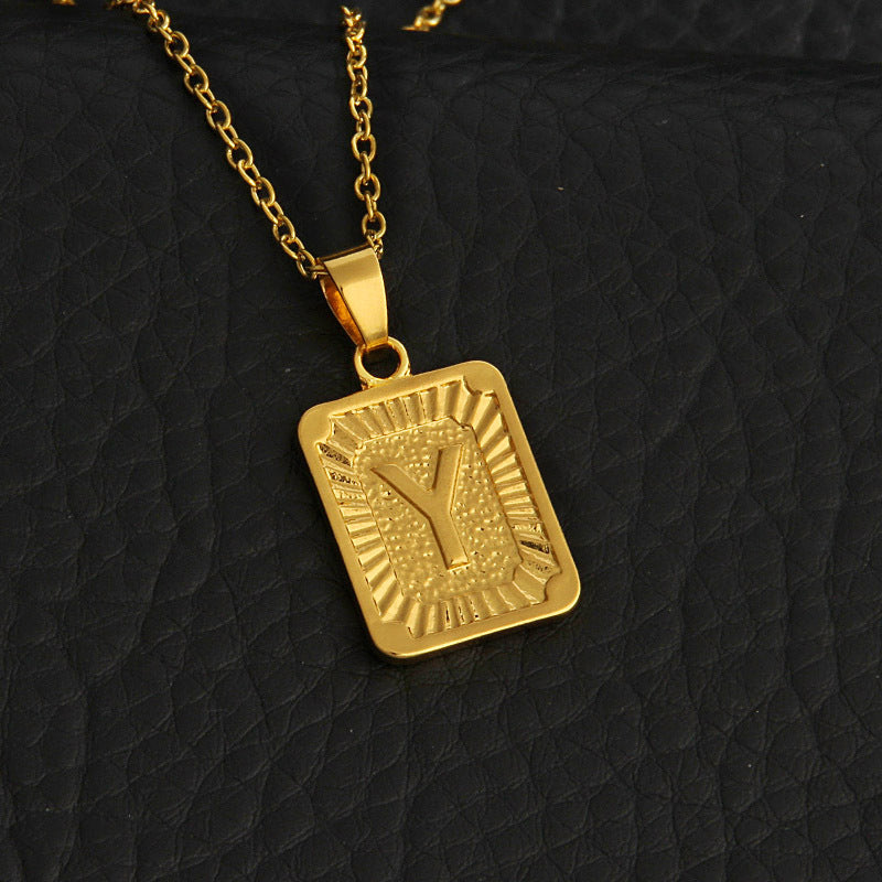 Celeste Gold Rectangle Initial Necklace