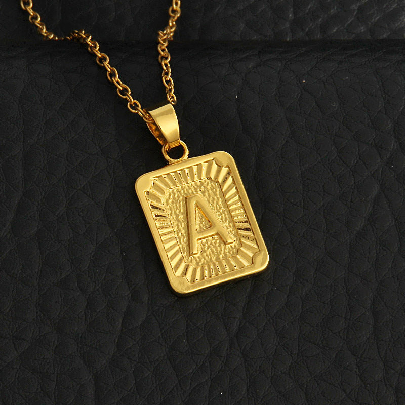 Celeste Gold Rectangle Initial Necklace