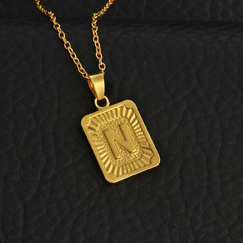 Celeste Gold Rectangle Initial Necklace