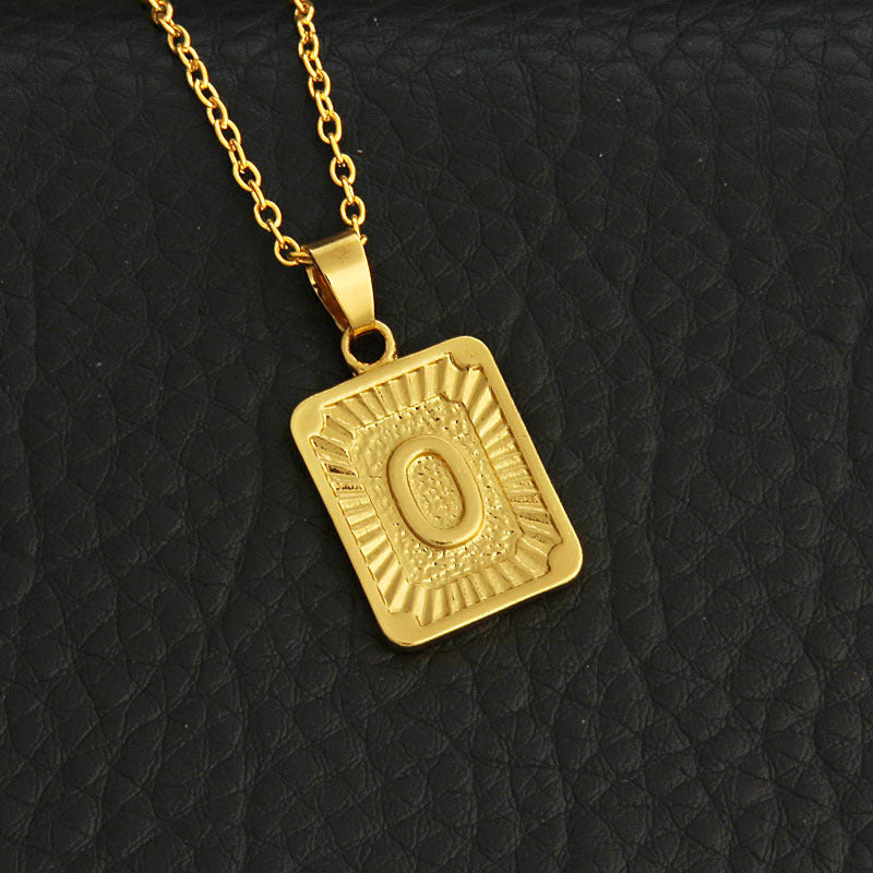 Celeste Gold Rectangle Initial Necklace