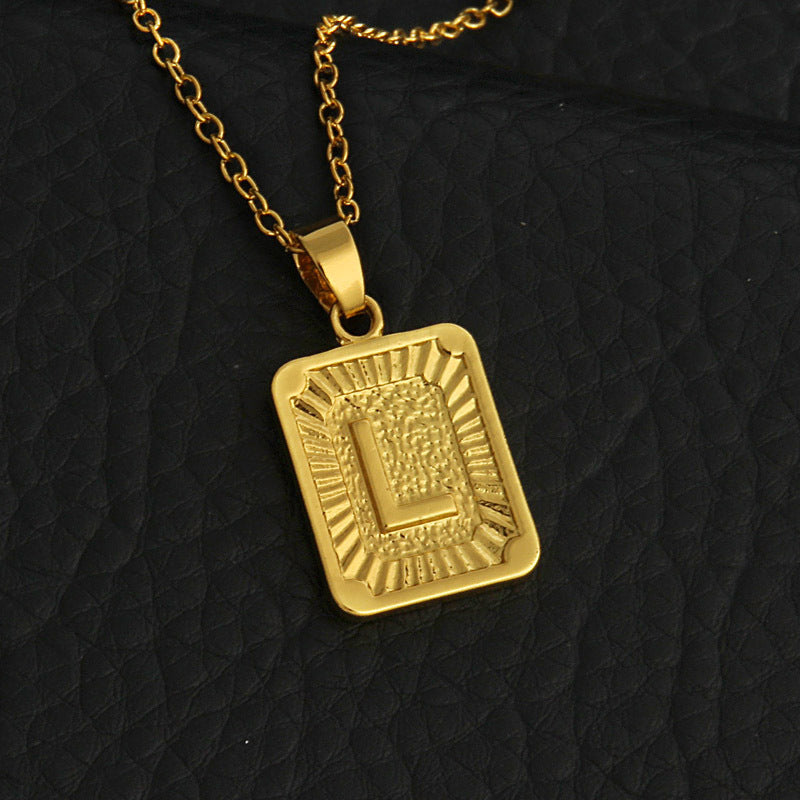 Celeste Gold Rectangle Initial Necklace