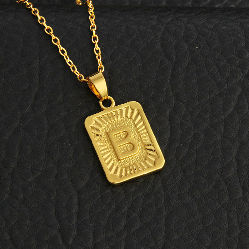 Celeste Gold Rectangle Initial Necklace