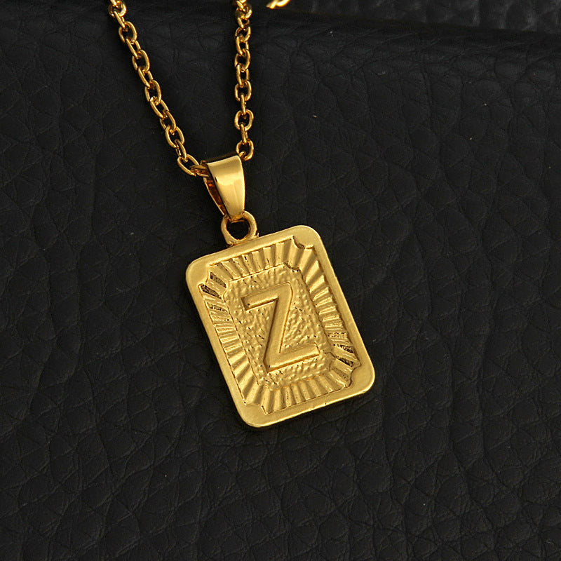 Celeste Gold Rectangle Initial Necklace