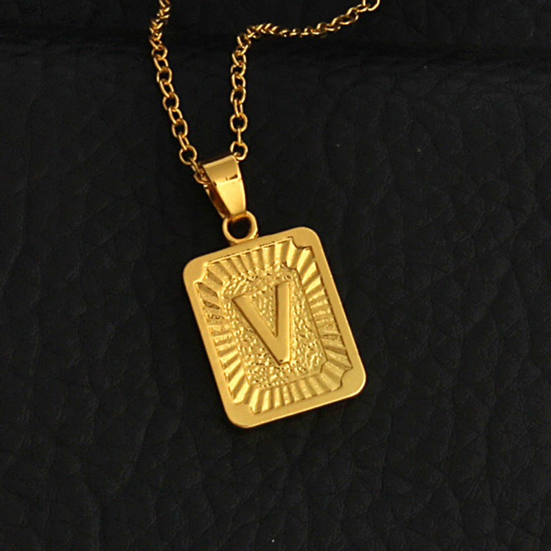 Celeste Gold Rectangle Initial Necklace