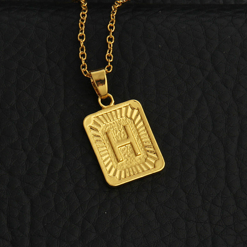 Celeste Gold Rectangle Initial Necklace