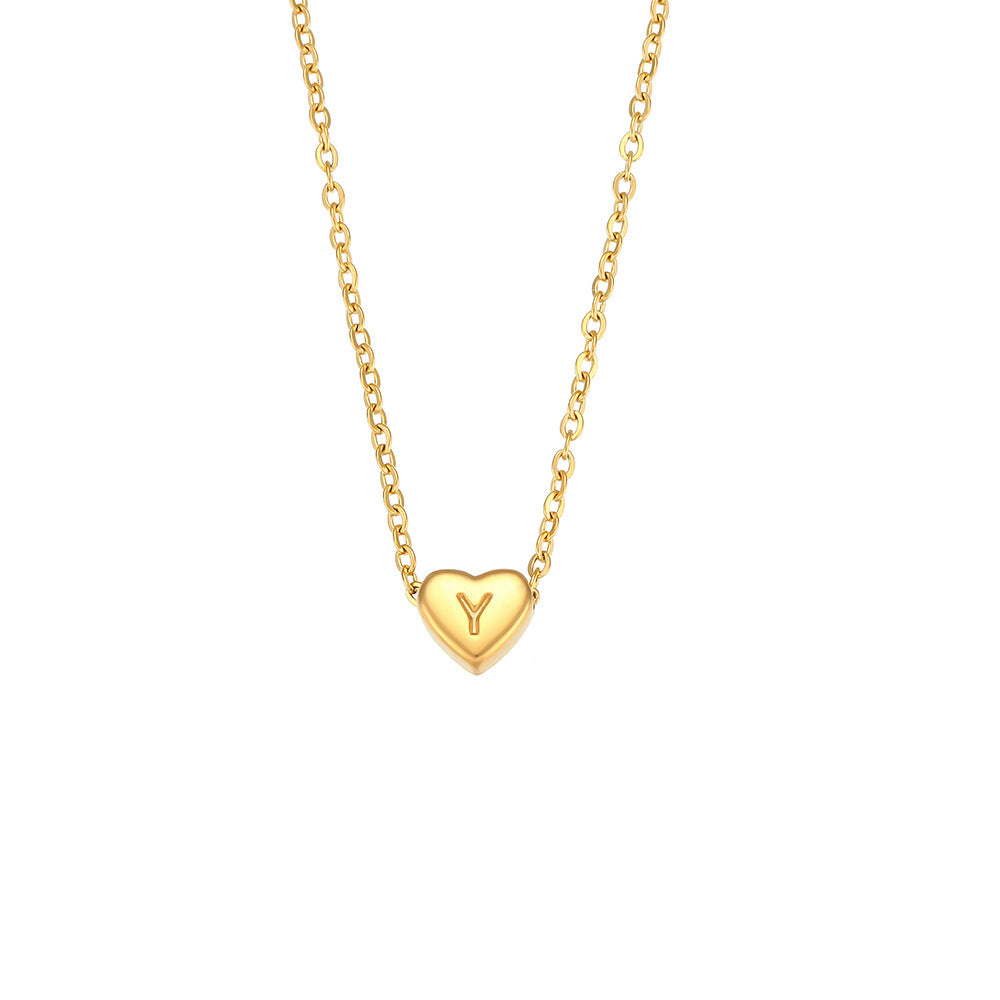 Charlotte Gold Heart Initial Necklace