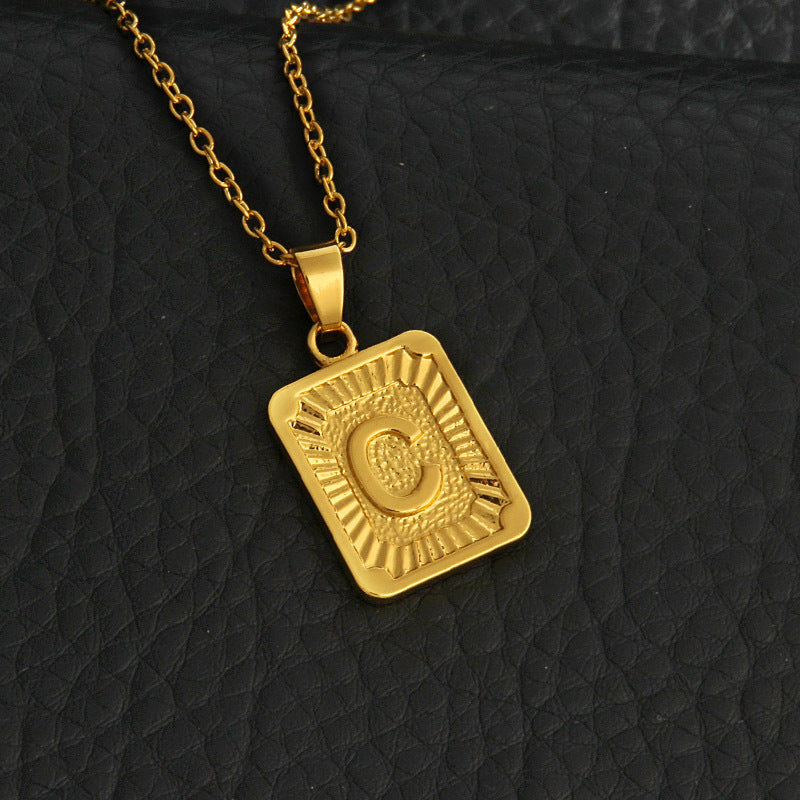 Celeste Gold Rectangle Initial Necklace