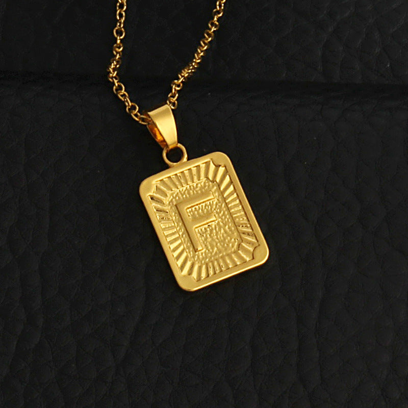 Celeste Gold Rectangle Initial Necklace