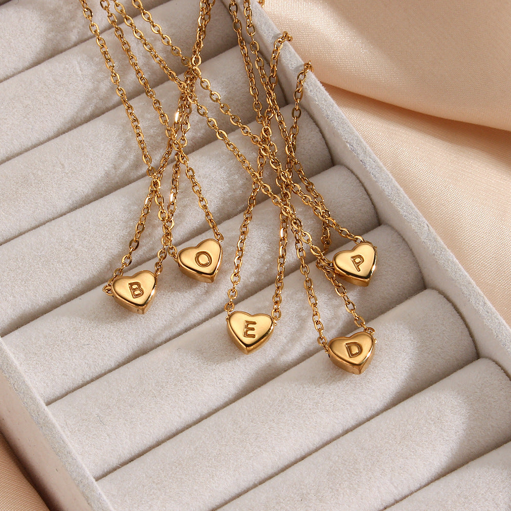 Charlotte Gold Heart Initial Necklace